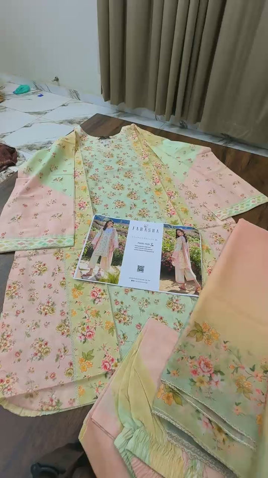 Farasha printed lawn 3pc stitched