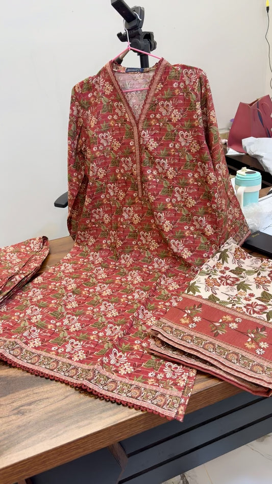 Bin saeed printed winter khaddar 3pc