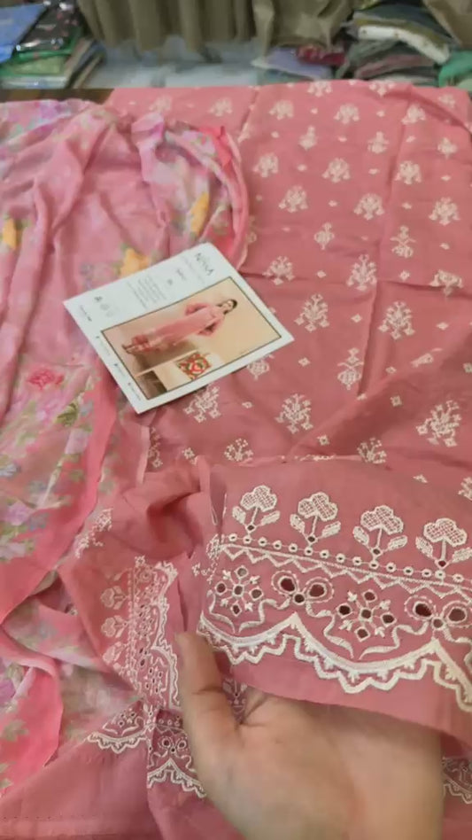 Rajbari luxury embroidered lawn 3pc