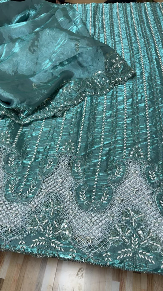 Turkish wedding  cut dana sheesha silk shirt duppata