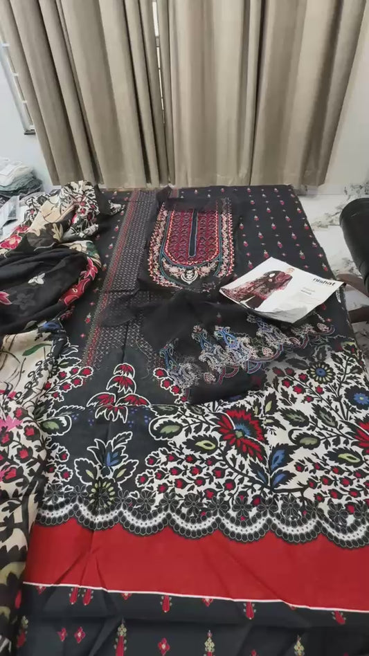 Nishat printed lawn 3pc with patches