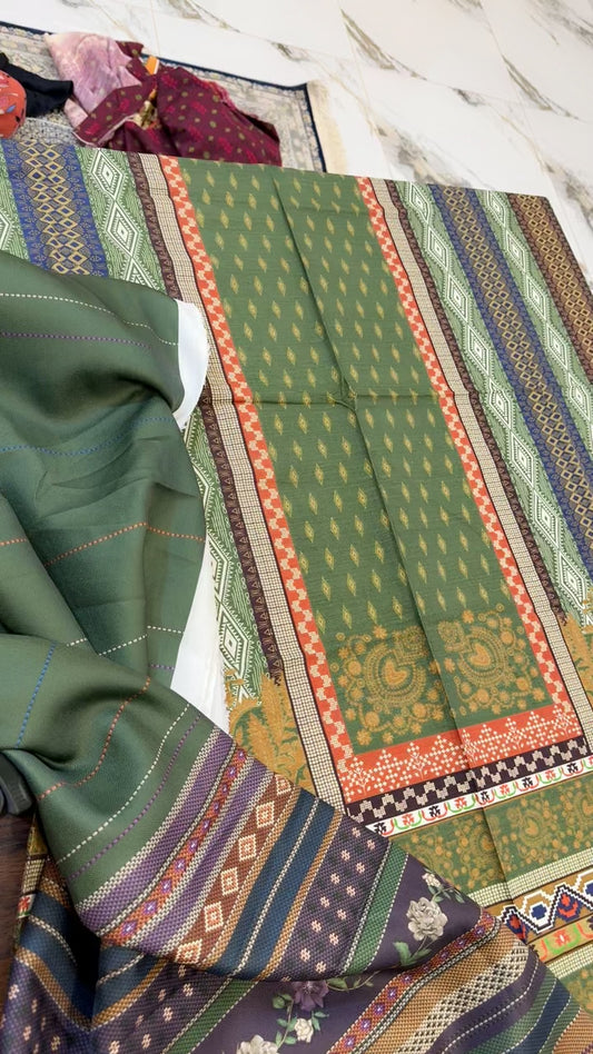 Zoya B printed winter shirt with wool shawl