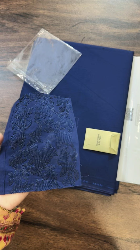 Bareeze gents cotton complete suit with embroided pocket fabric shade 06