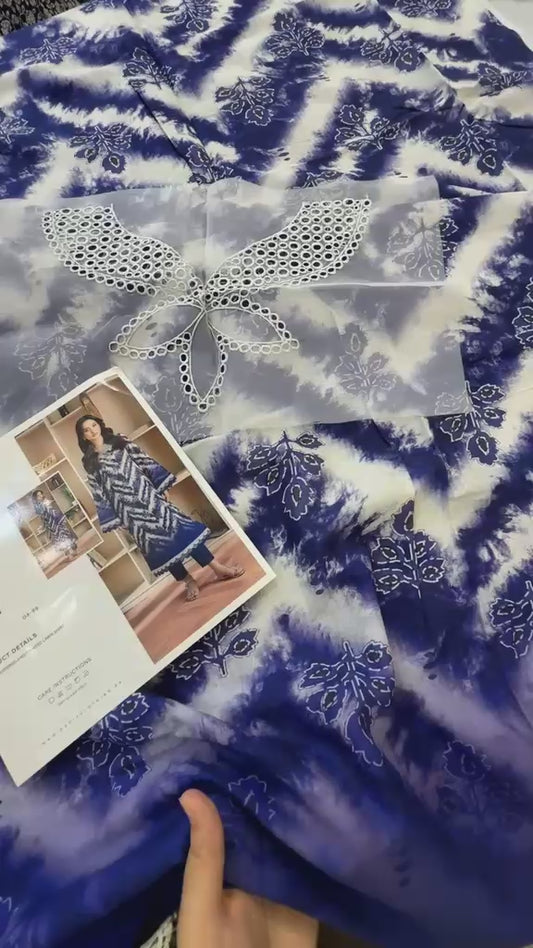 Nureh Riaz arts printed lawn shirt with patches