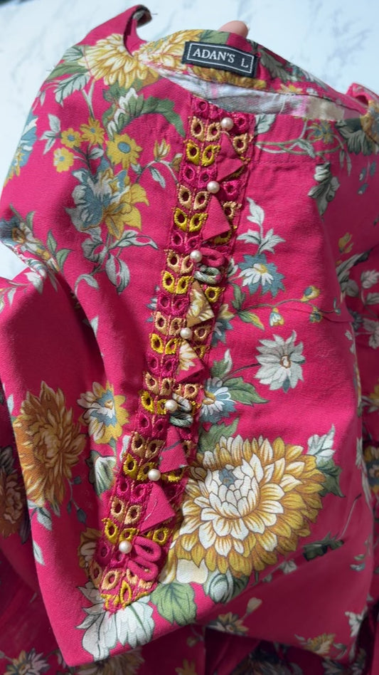 Adan's stitched khadar embroided 3pc medium and large