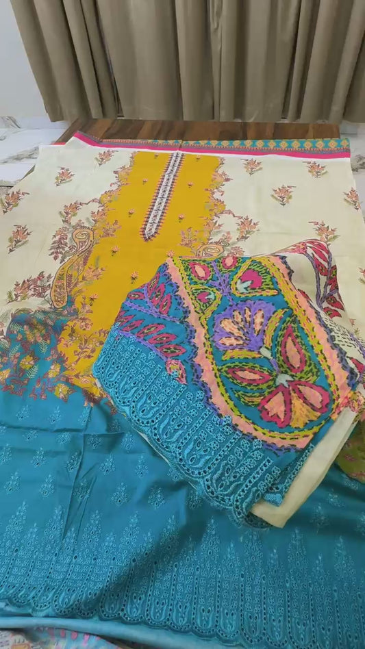 Rang Rati embroidered lawn 3Pc (Clearance Sale)