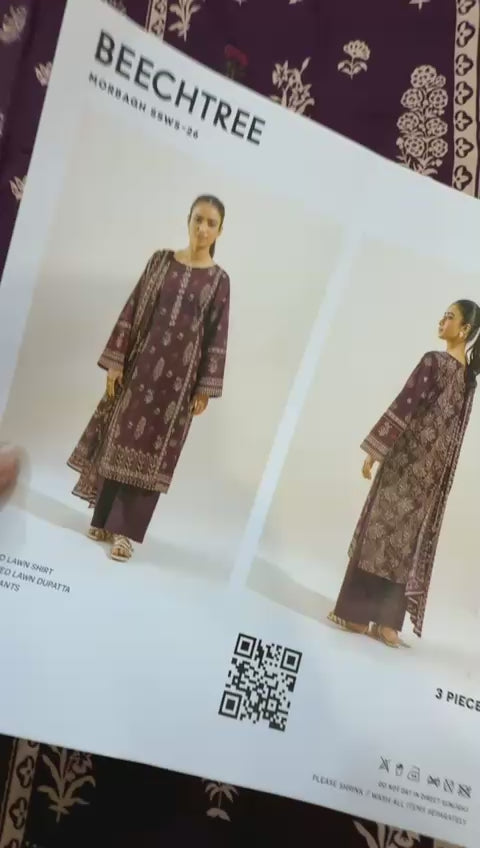 Beech tree printed lawn 3pc