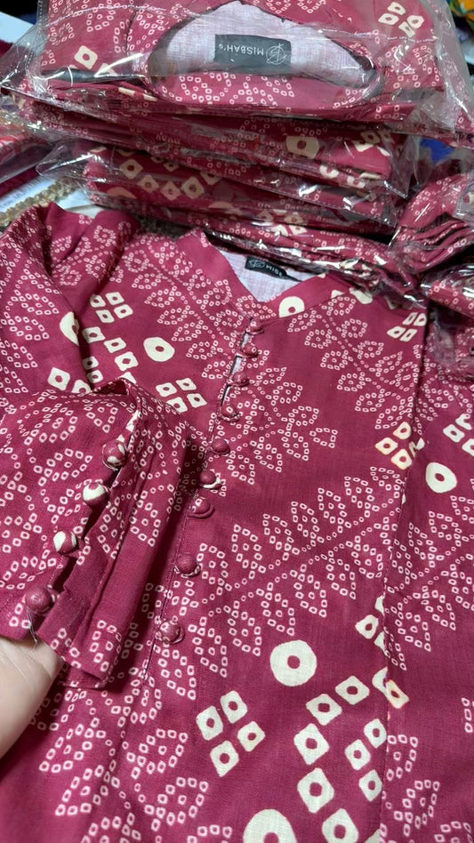 Misbah's winter cross hatch khadar 2pc same print