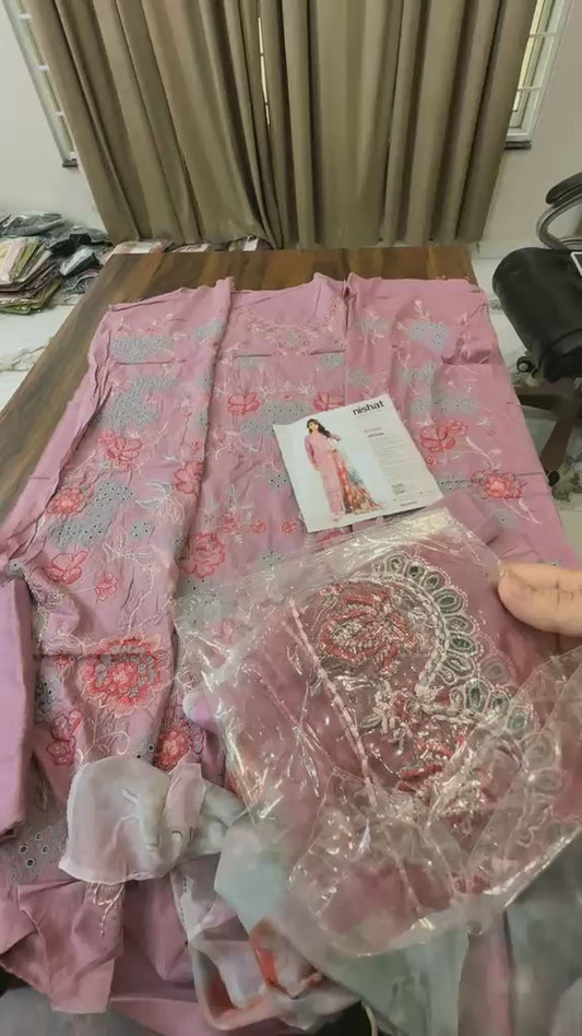 Nishat luxury embroided lawn 3pc
