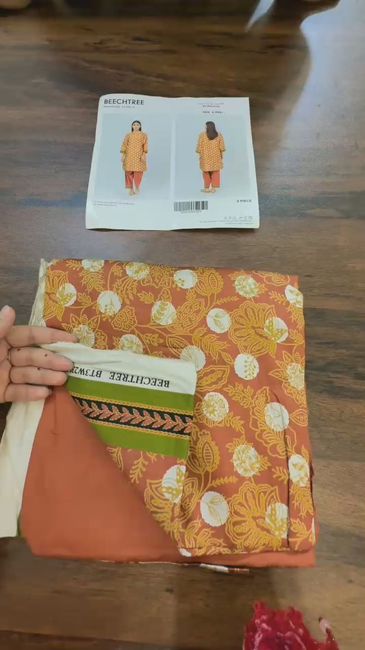 Beech tree printed 2 pc cotton Satin