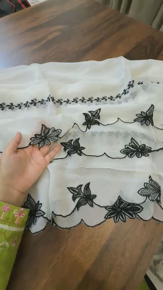 Bamber chiffon dyeable embroided dupatta
