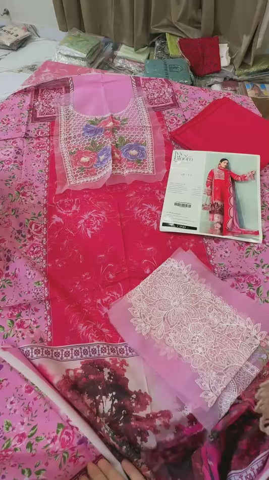 Parishay luxury lawn 3pc with patches
