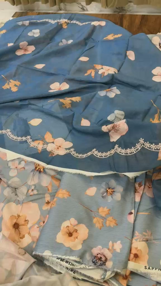 Sapphire lawn 3Pc with embroided dupatta