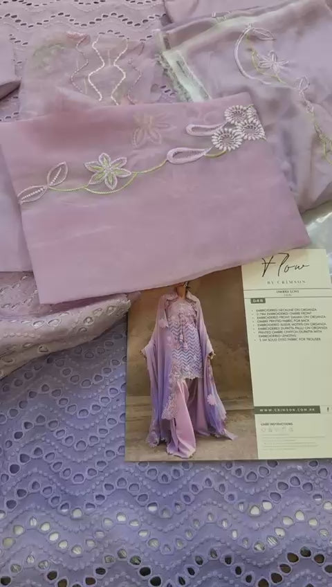 Flow by crimson luxury embroided lawn 3pc D-8B