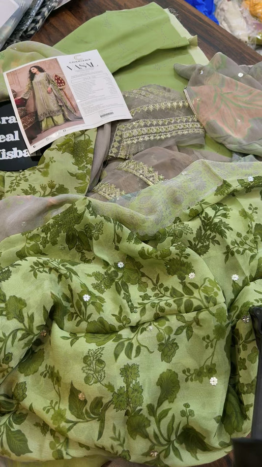 Charizma vasall luxury chiffon unstitch collection 3pc