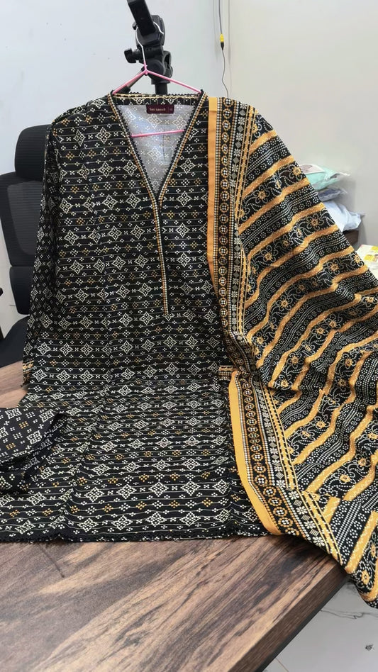 Bin saeed printed winter khaddar 3pc