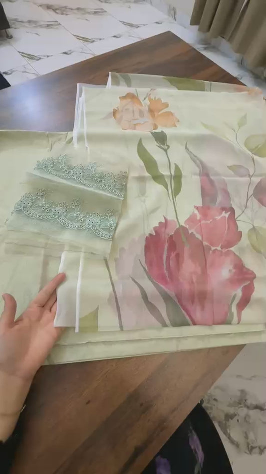 Iznik printed lawn 3pc (patch ka desain change ho skta ha )