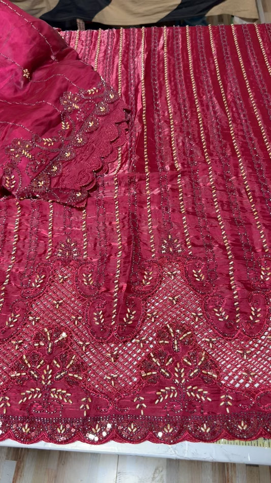Turkish wedding  cut dana sheesha silk shirt duppata