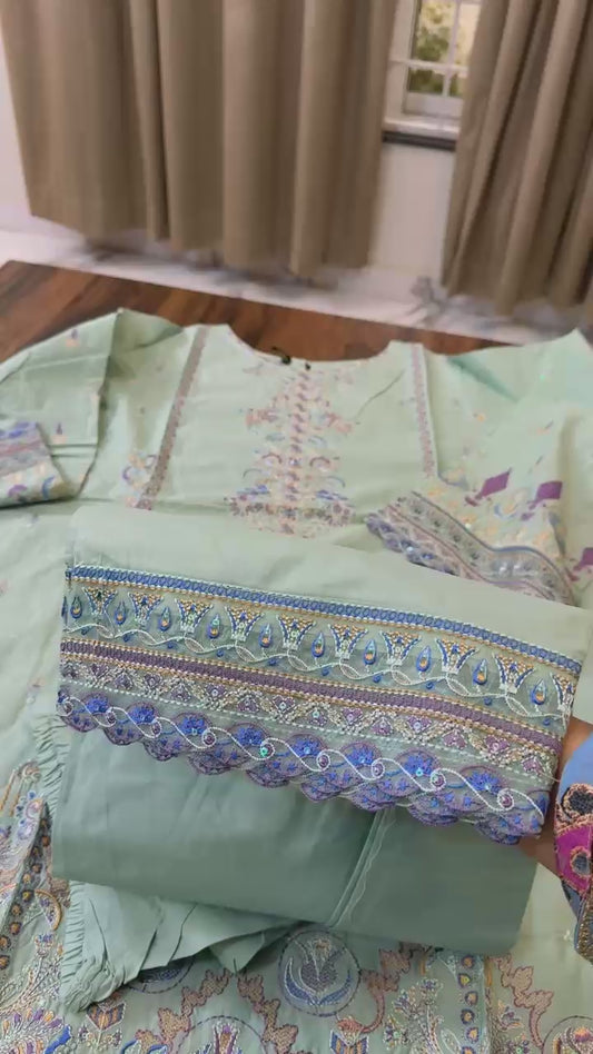 Luxury embroidered lawn 3pc stitched pret