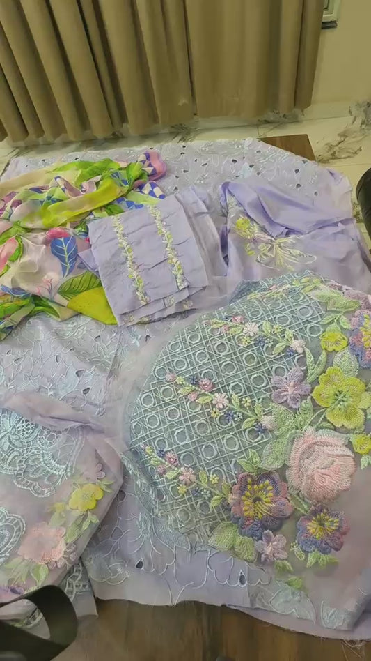 Mushq luxury embroided lawn 3pc on clearance