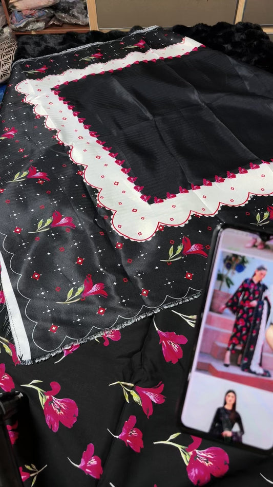 Baroque printed winter 3pc with shawl