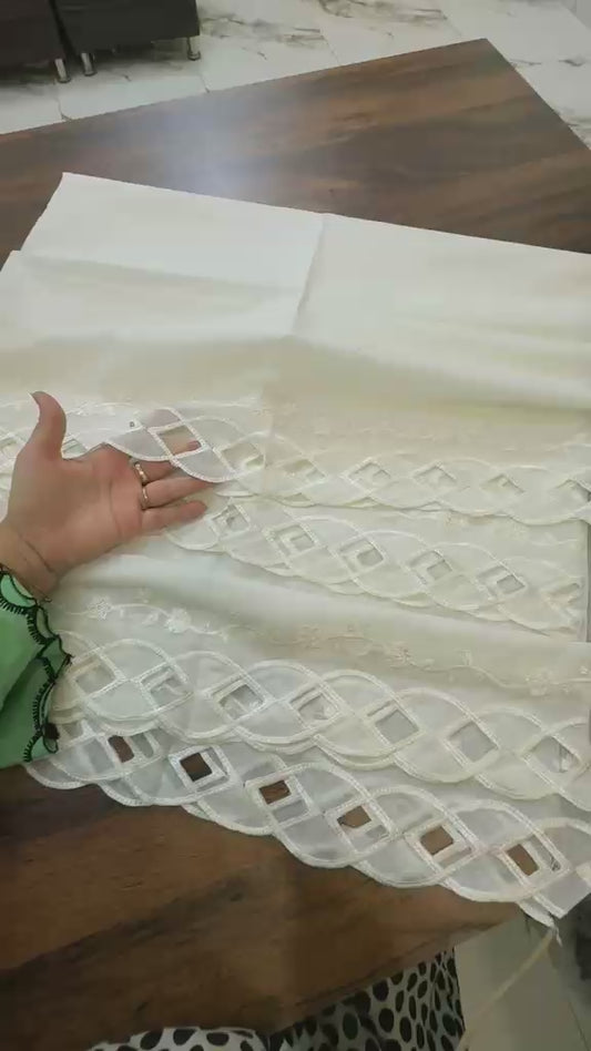 Lawn embroidered dupatta dyeable 2 sided embroidery