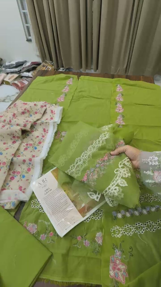 AjR luxury embroidered lawn 3pc