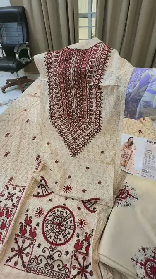 Nishat embroided lawn 3pc with patches
