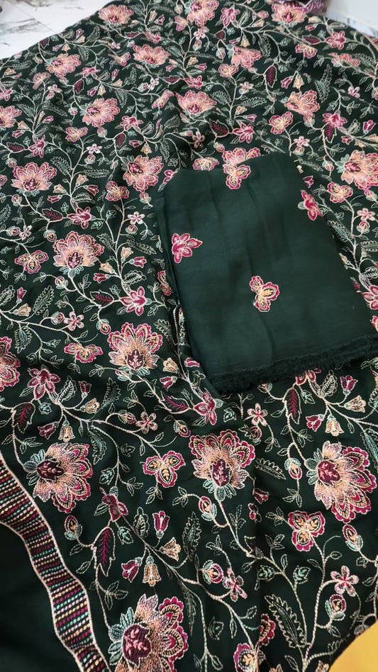 Luxury embroided karandi 3pc with embroided karandi shawl