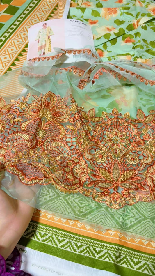 Sapphire khadar embroided 3pc on clearance