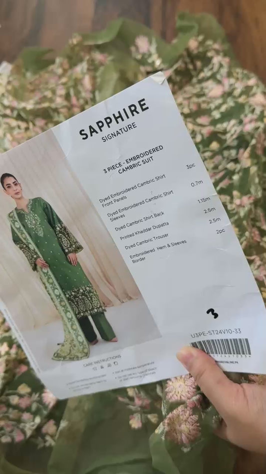 Sapphire embroidered cambric 3 pc suit