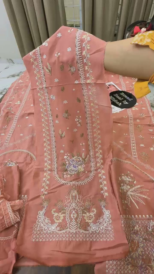 Qalamkar luxury embroidered lawn 3pc