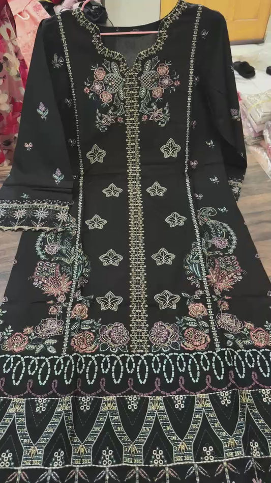 Luxury embroidered lawn 3pc stitched pret