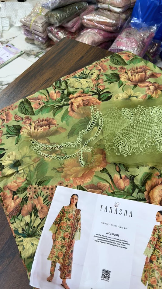 Farasha by baroque lawn embroided 3pc