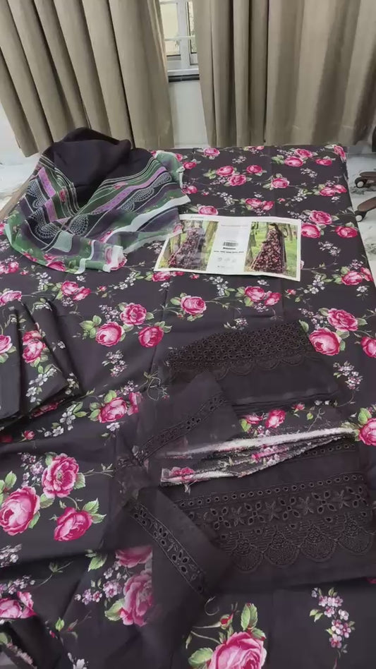Jazmine luxury embroided lawn 3pc