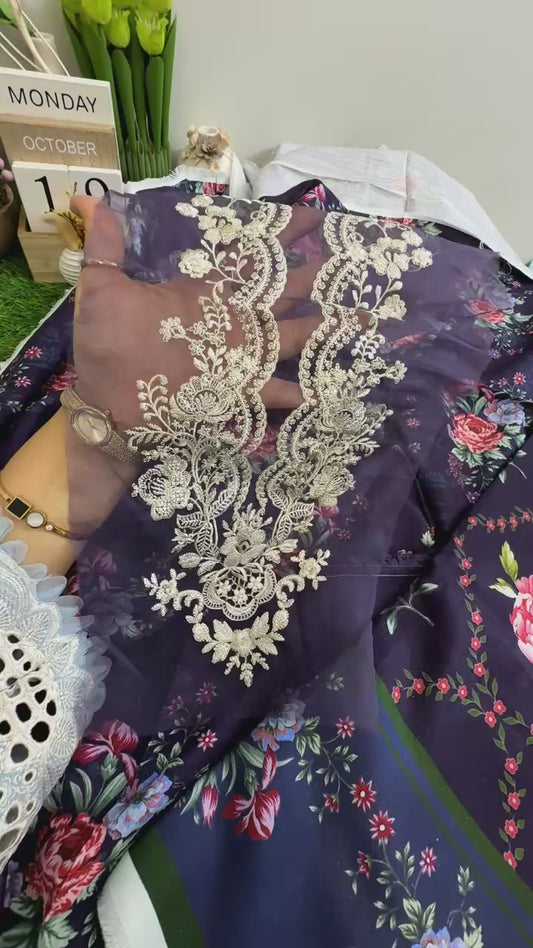 Khaadi winter printed 3 pc with patche