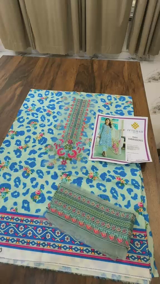 All over printed lawn 2pc with patch