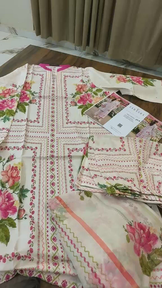 Farasha printed lawn 3pc stitched