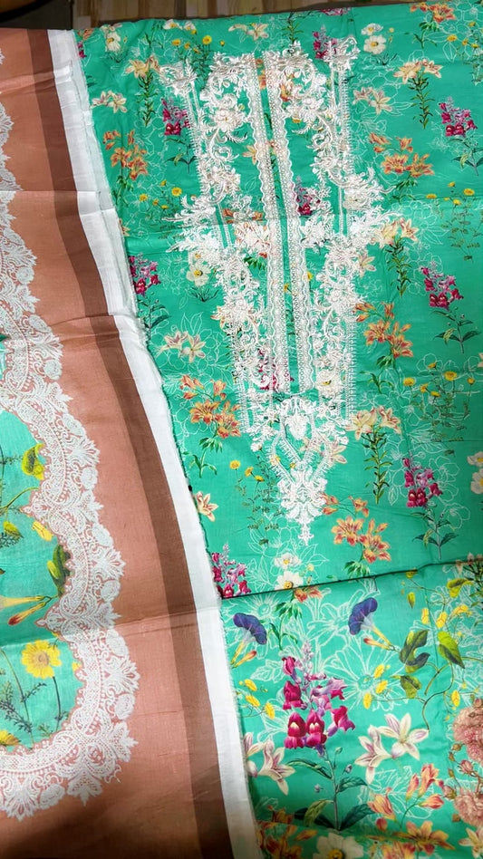 Khaadi lawn embroided 3pc