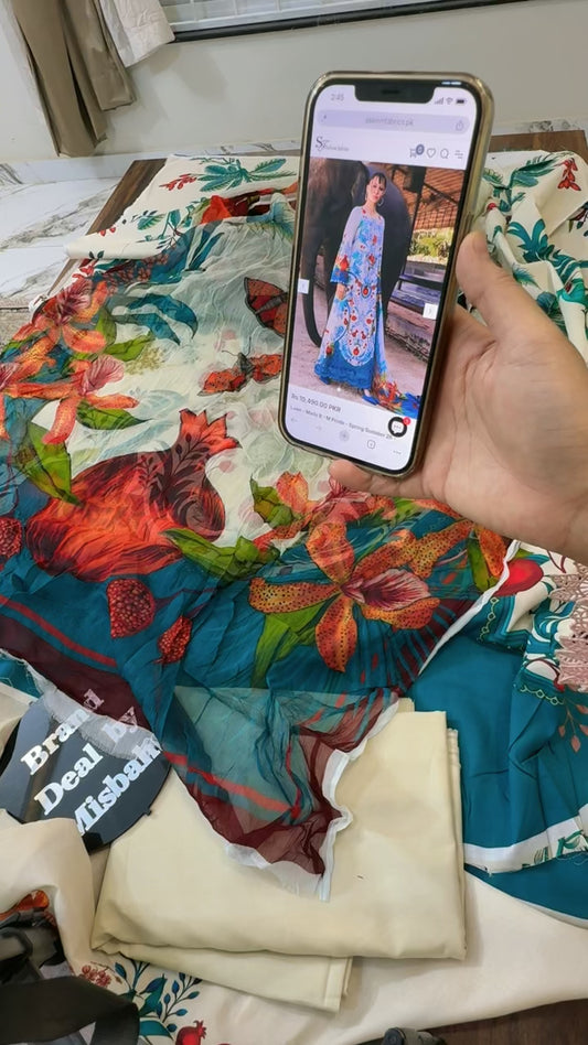 Maria b 💯 orignal lawn 3pc pure chiffon duppata