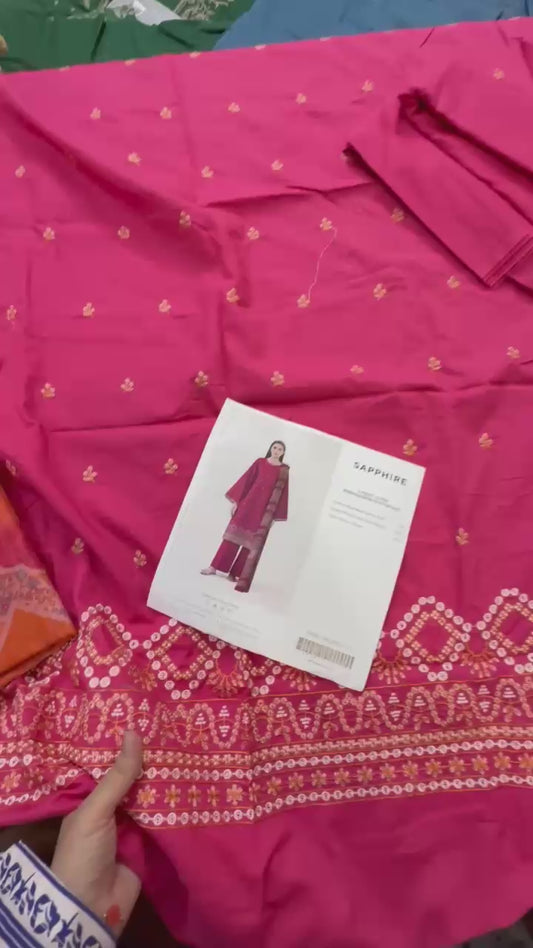 Sapphire embroidered lawn 3pc