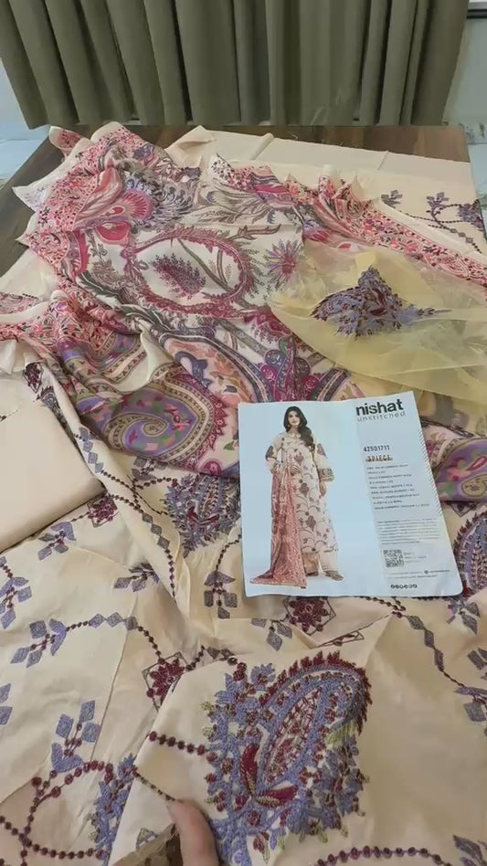 Nishat embroided lawn 3pc