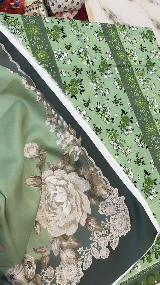 Zoya B printed winter shirt with wool shawl