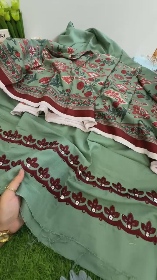 Khaadi winter printed 3 pc with embroidery