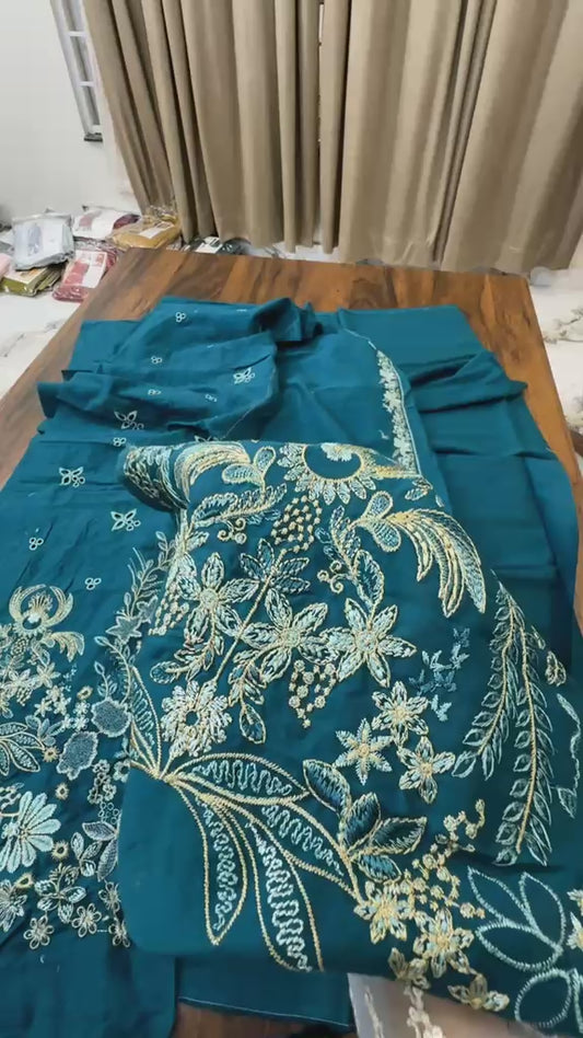 AjR luxury embroidered lawn 3pc