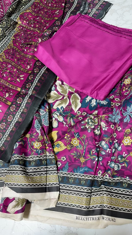 Beechtree printed cotton satin 3pc with shawl