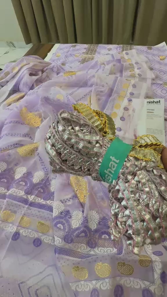 Nishat printed lawn 3pc with patches