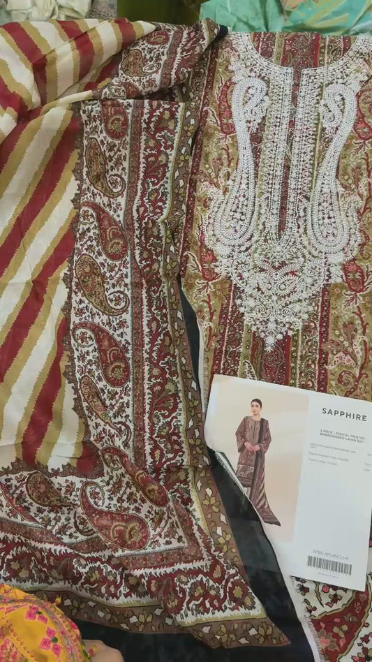 Sapphire embroided lawn 3pc