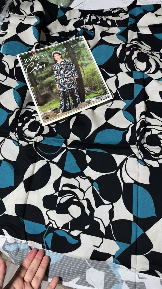 Rainbow Doria linen printed 2pc