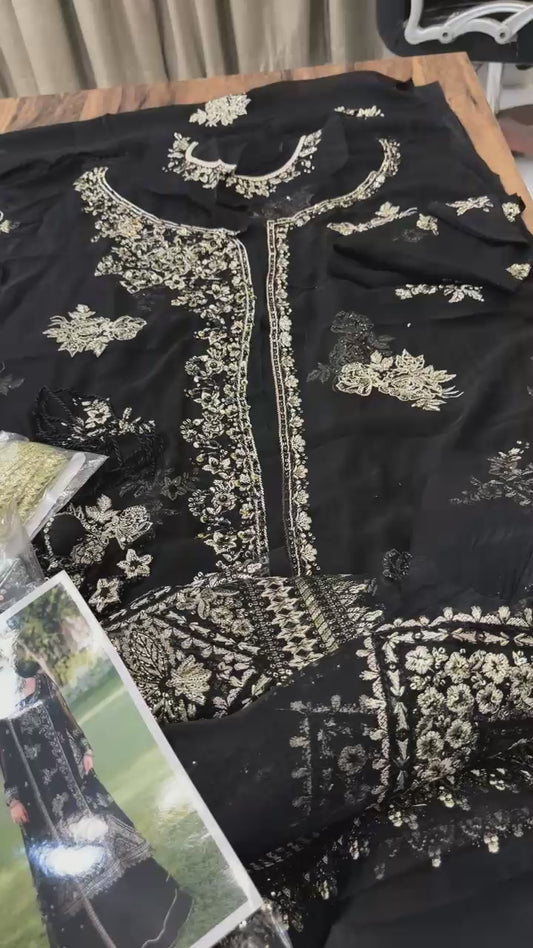 Mushq roheenaz luxury embroided chiffon  3pc